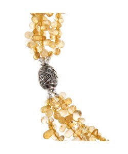 CitrineTeardrop and Silver Bead Necklace