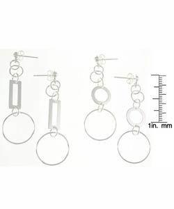 Sterling Silver Assorted Geometric Earrings  (Set of 4)