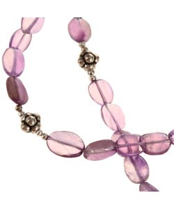 Silver Beaded Five-strand Amethyst Necklace