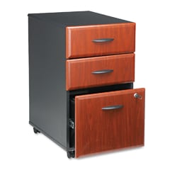 Bush Mobile 3-Drawer File Cabinet - Cherry/Marbled Slate