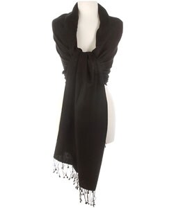 Jet Black Pashmina and Silk Shawl (Case of 6)