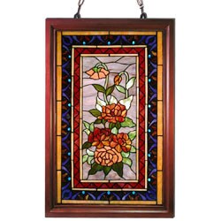 Tiffany-style Rose Wooden Window Panel