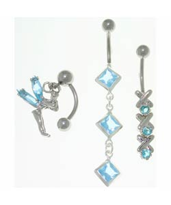 Crystal Highlighted Belly Barbells (Case of 3)