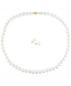14k Gold Freshwater Pearl Necklace & Earrings (Case of 3)