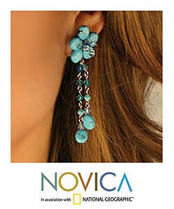 Handmade Blossom Blessing Turquoise Earrings (Thailand)