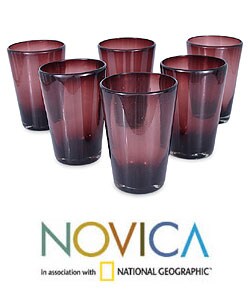 Set of 6 Tall Amethyst Tumblers (Mexico)