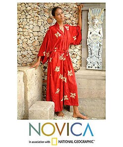Women's Red Passion Batik Robe (Indonesia)
