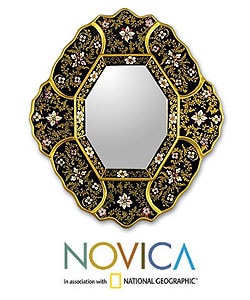 Handmade Deepest Midnight Framed Mirror (Peru)