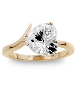 Gold Over Silver Heart Solitaire CZ Ring