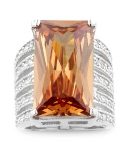 Sterling Silver Champagne CZ Cocktail Ring