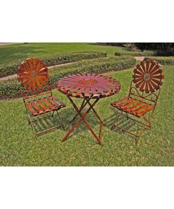 Iron Folding Round Back Bistro Chair and Table
