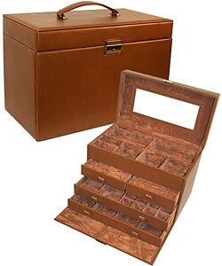 Large Brown Leather Jewelry Box