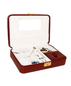 Mini Red Leather Travel Jewelry Ring Box