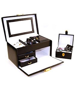 Black Leather Travel Jewelry Box