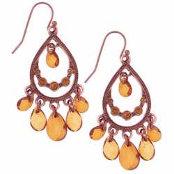 1928 Jewelry Copper-tone Smokey Teardrop Earrings