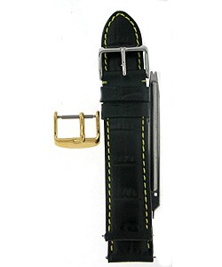 Black Genuine Calfskin Leather 20mm Watch Strap Kit