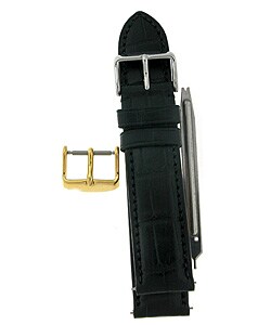 Black Alligator 20 mm Watch Strap w/ Extra Buckle