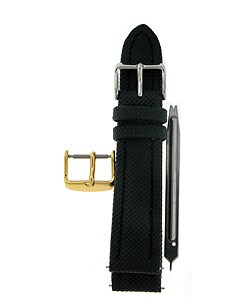 Black Kevlar-style Genuine Leather Watch Strap