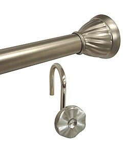 Finial Satin Finish Shower Rod and Hook Set