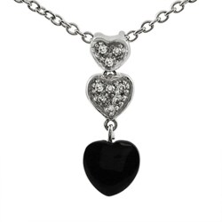 Sterling Silver CZ Hearts Pendant