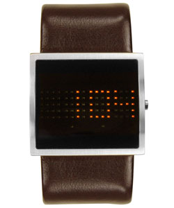 Giordano Men's Digital Brown Leather Watch
