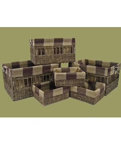 6-piece Abacca Cloth-lined Storage Basket Set