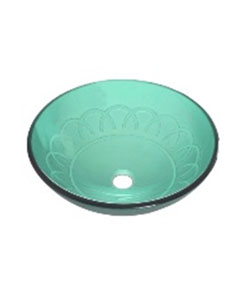 DeNovo Umbria Green Round Artistic Glass Vessel