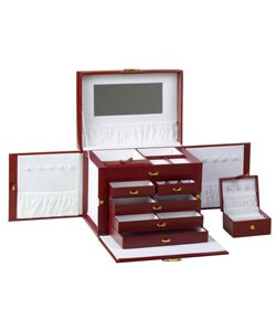 Milan Collection Red Leather Jewelry Box