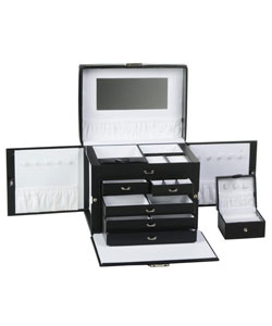 Milan Collection Black Leather Jewelry Box