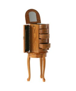 Queen Anne Oak Armoire-style Jewelry Chest