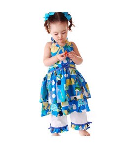 Sophias Style Girls Blue Halter Dress Pants Set