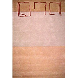 Hand-tufted Deco Square Ivory Wool Rug (3'4 Round)