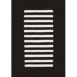 Hand-tufted Trax Black Wool Rug (7' x 9')