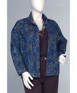 Reality Plus Women's Plus Size Embroidered Denim Jacket