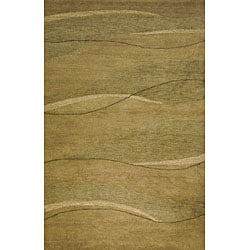 Hand-tufted Waves Green Wool Rug (5' x 8')