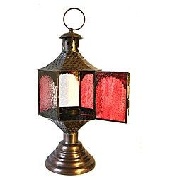 Pedestal Lantern with Etched Glass (Set of 4)