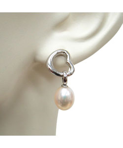 DaVonna Heart Shape Drop Pearl Earrings