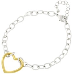 Silvertone Chain with Goldtone Heart Bracelet