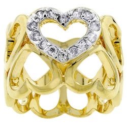 Two-tone Oversized Pave Heart Cubic Zirconia Ring