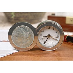 American Coin Treasures Morgan Silver Dollar Travel Clock Collectible