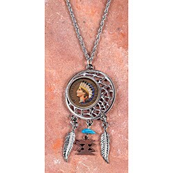 Colorized Indian Head Penny Dream Catcher Necklace