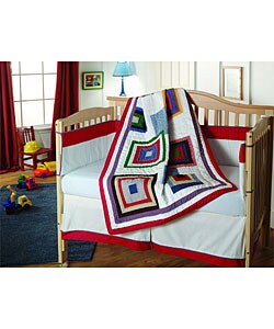 Stacked Blocks 4-piece White Crib Set