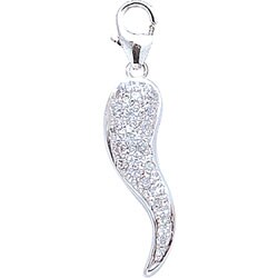 14k Gold 1/10ct TDW Diamond Italian Horn Charm