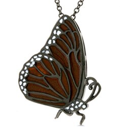 Kate Bisset Silvertone  Dark Orange CZ Butterfly Necklace