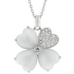 Silvertone Flower Cubic Zirconia Necklace