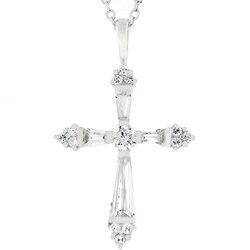 Sterling Silver Cubic Zirconia Cross Necklace