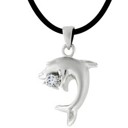 Sterling Silver Cubic Zirconia Dolphin Necklace