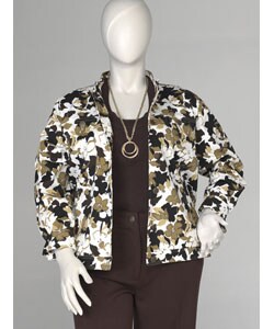 Reality Plus Women's Plus Size Floral Jean Jacket
