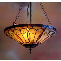 Tiffany-style Stained Glass Inverted Hanging Lamp
