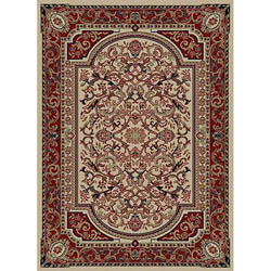 Ivory Floral Polypropylene Rug (5'3 x 7'3)